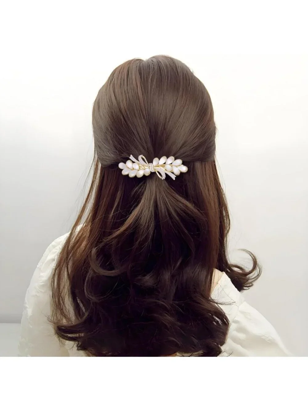Rhinestone Pearl Wheat Hair Clips - Elegant Metal Barrettes for Weddings